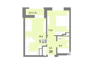 1-к квартира, вторичка, 38м2, 4/26 этаж