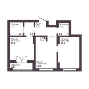 2-к квартира, вторичка, 62м2, 6/30 этаж