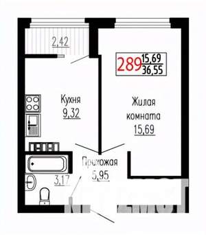 1-к квартира, строящийся дом, 37м2, 22/27 этаж
