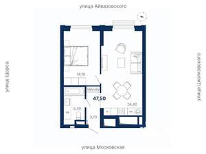 1-к квартира, вторичка, 48м2, 20/29 этаж