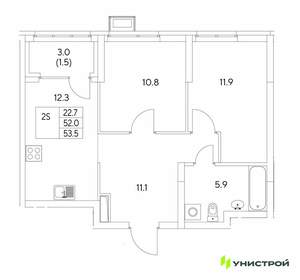 2-к квартира, вторичка, 54м2, 9/30 этаж