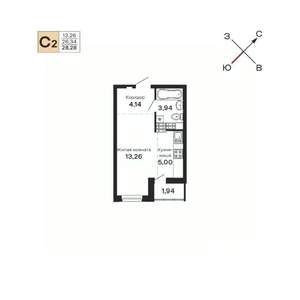 Студия квартира, строящийся дом, 28м2, 20/21 этаж