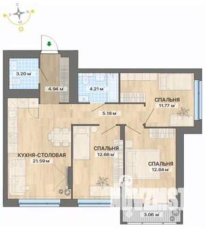 3-к квартира, вторичка, 79м2, 25/30 этаж