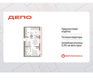 1-к квартира, вторичка, 57м2, 8/9 этаж