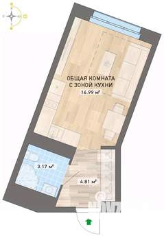 Студия квартира, вторичка, 25м2, 22/26 этаж