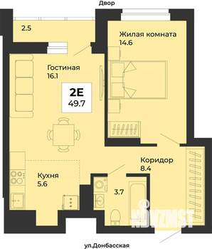 2-к квартира, строящийся дом, 50м2, 5/25 этаж