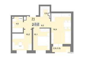 2-к квартира, вторичка, 54м2, 9/26 этаж