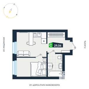 Студия квартира, вторичка, 29м2, 12/31 этаж