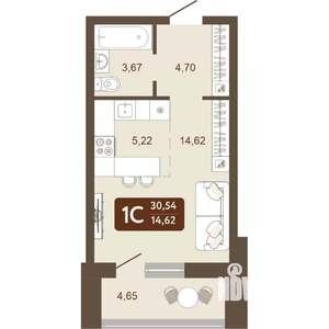 1-к квартира, вторичка, 31м2, 3/24 этаж