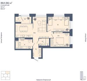 2-к квартира, вторичка, 86м2, 5/29 этаж