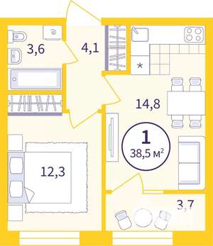 1-к квартира, вторичка, 37м2, 5/32 этаж