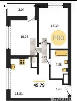2-к квартира, вторичка, 49м2, 15/31 этаж