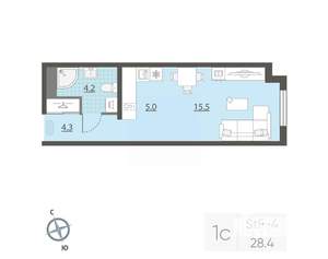 Студия квартира, вторичка, 29м2, 23/25 этаж