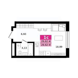 Студия квартира, строящийся дом, 30м2, 6/27 этаж