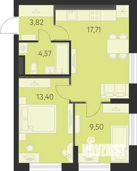 2-к квартира, вторичка, 49м2, 2/31 этаж