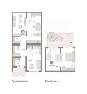 2-к квартира, вторичка, 120м2, 1/9 этаж