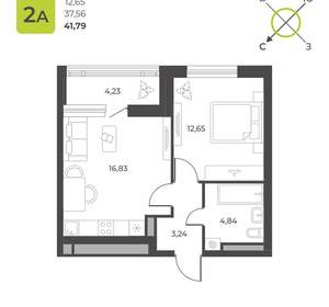 1-к квартира, вторичка, 42м2, 16/16 этаж