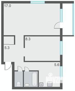 2-к квартира, вторичка, 41м2, 4/5 этаж