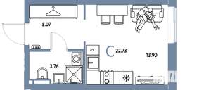 Студия квартира, вторичка, 23м2, 8/24 этаж