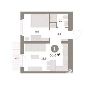1-к квартира, вторичка, 35м2, 4/9 этаж