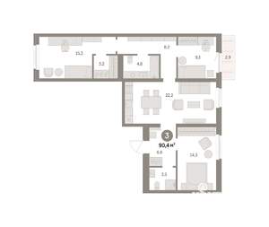 3-к квартира, вторичка, 90м2, 4/9 этаж
