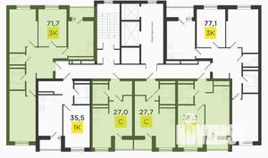 3-к квартира, вторичка, 77м2, 9/19 этаж