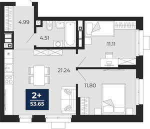 2-к квартира, вторичка, 54м2, 16/30 этаж