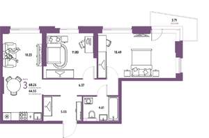 3-к квартира, вторичка, 68м2, 4/20 этаж