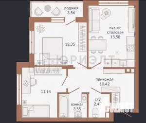 2-к квартира, вторичка, 56м2, 2/22 этаж