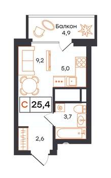 Студия квартира, вторичка, 25м2, 13/21 этаж