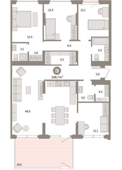 3-к квартира, вторичка, 149м2, 2/16 этаж