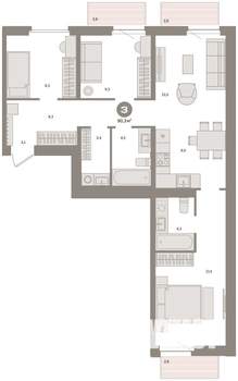 3-к квартира, вторичка, 90м2, 4/16 этаж