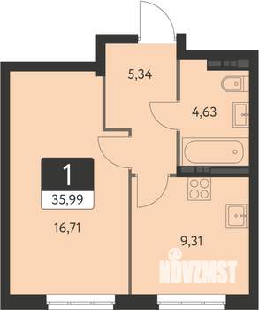 1-к квартира, вторичка, 36м2, 14/31 этаж