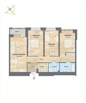 3-к квартира, вторичка, 88м2, 5/30 этаж