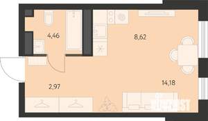 Студия квартира, вторичка, 30м2, 4/18 этаж