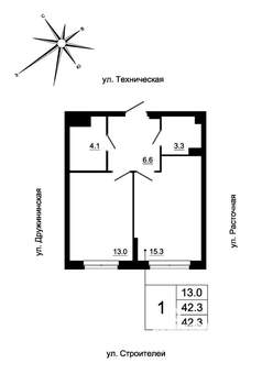 1-к квартира, вторичка, 41м2, 5/19 этаж