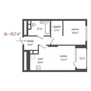 2-к квартира, вторичка, 44м2, 5/28 этаж