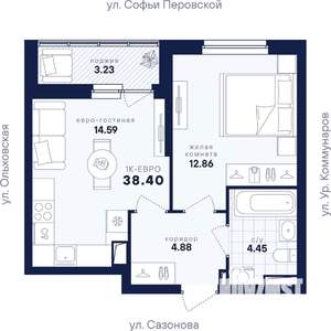 1-к квартира, вторичка, 38м2, 7/17 этаж