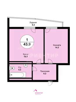 1-к квартира, вторичка, 44м2, 9/37 этаж