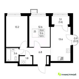 2-к квартира, вторичка, 54м2, 20/31 этаж