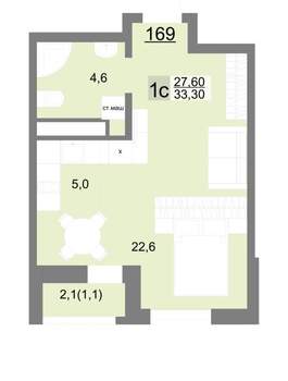 Студия квартира, вторичка, 33м2, 20/26 этаж