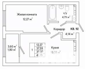 1-к квартира, вторичка, 41м2, 10/25 этаж