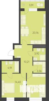 2-к квартира, вторичка, 70м2, 11/25 этаж