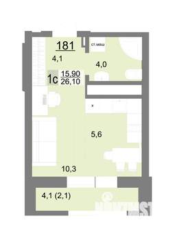 Студия квартира, вторичка, 26м2, 22/26 этаж