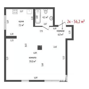 2-к квартира, вторичка, 56м2, 2/26 этаж