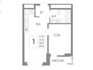 2-к квартира, вторичка, 38м2, 26/26 этаж