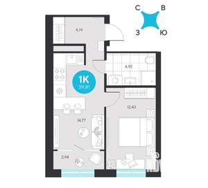1-к квартира, вторичка, 40м2, 4/23 этаж