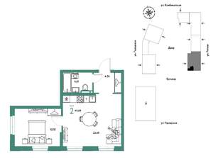 2-к квартира, строящийся дом, 45м2, 21/24 этаж