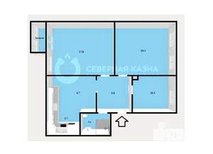 3-к квартира, вторичка, 68м2, 2/5 этаж