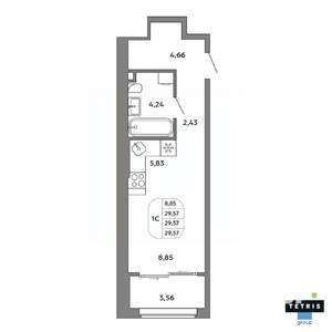 Студия квартира, вторичка, 30м2, 13/32 этаж